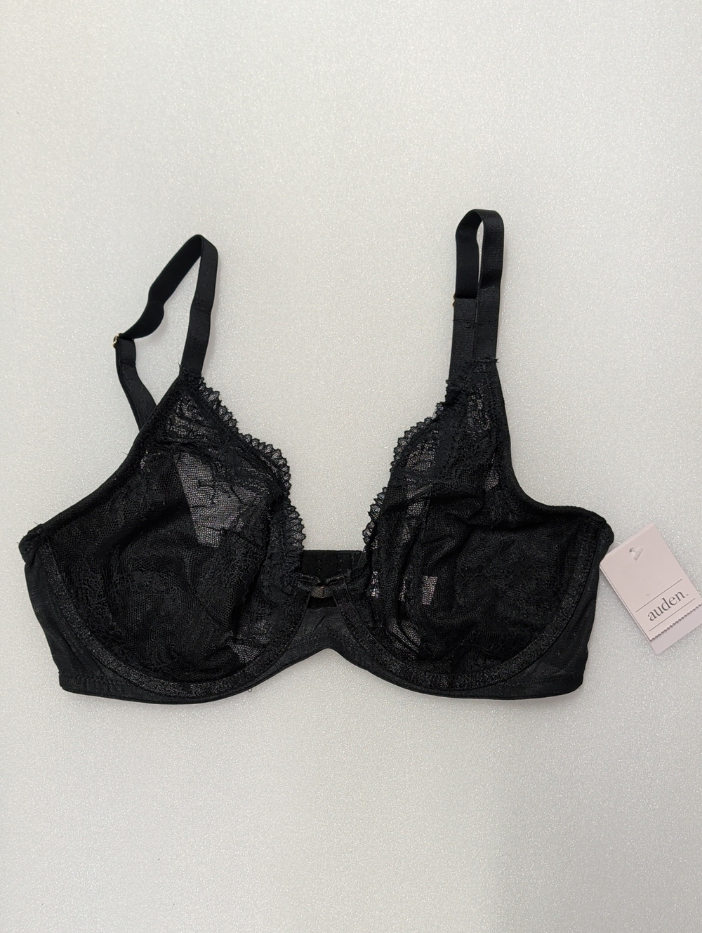 🎁 Auden Black Floral Lace Balconette Bra